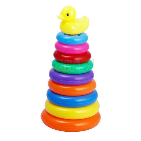 Plastic Rainbow Tower with Duck (9 Rings)